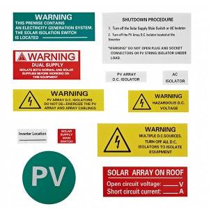 UV Stickers electrical wire label pv warning labels warning labels for pv system
