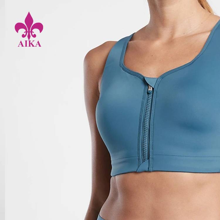 OEM Custom საბითუმო სავარჯიშო აცვიათ სრული Zip Workout ტანსაცმელი შეკუმშვის ქალთა Yoga Bra