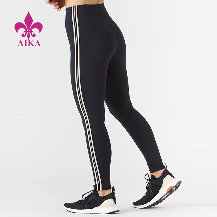 Athletic Yoga Wear Custom Logo Strips Design Gym Tights საბითუმო ქალთა გამაშები