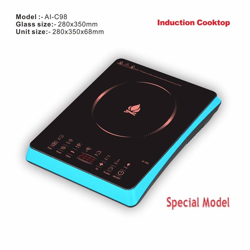 Amor AI-C98 best price of hot sell skin touch induction cooker with Professional Technical Support