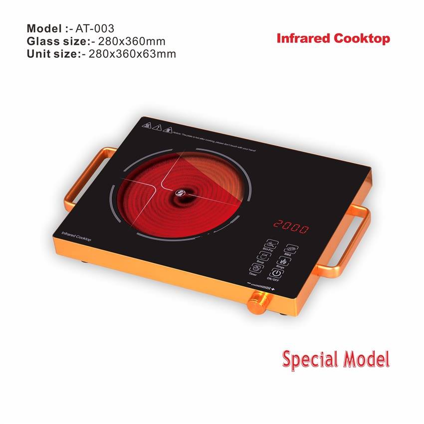 New product amor AT-003 aluminum alloy and metal body skin touch button infrared cooker