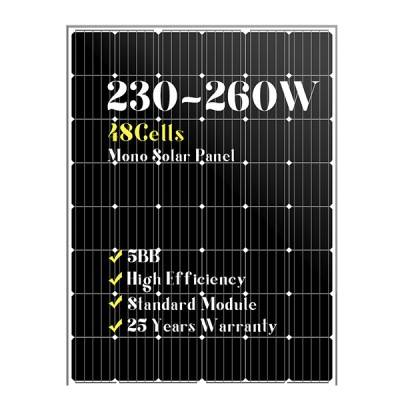 48 cells mono solar panels 230w240w250w260w