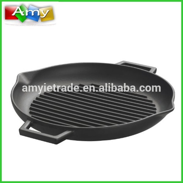 Pre-seasoned Round Cast Iron Grill Pan, Cast Iron Cookware