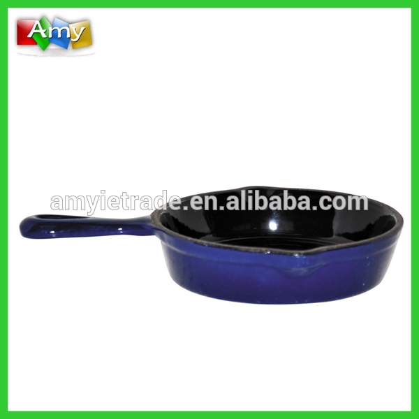FPR11 Blue Enamel Mini Cheese Pot with Long Handle
