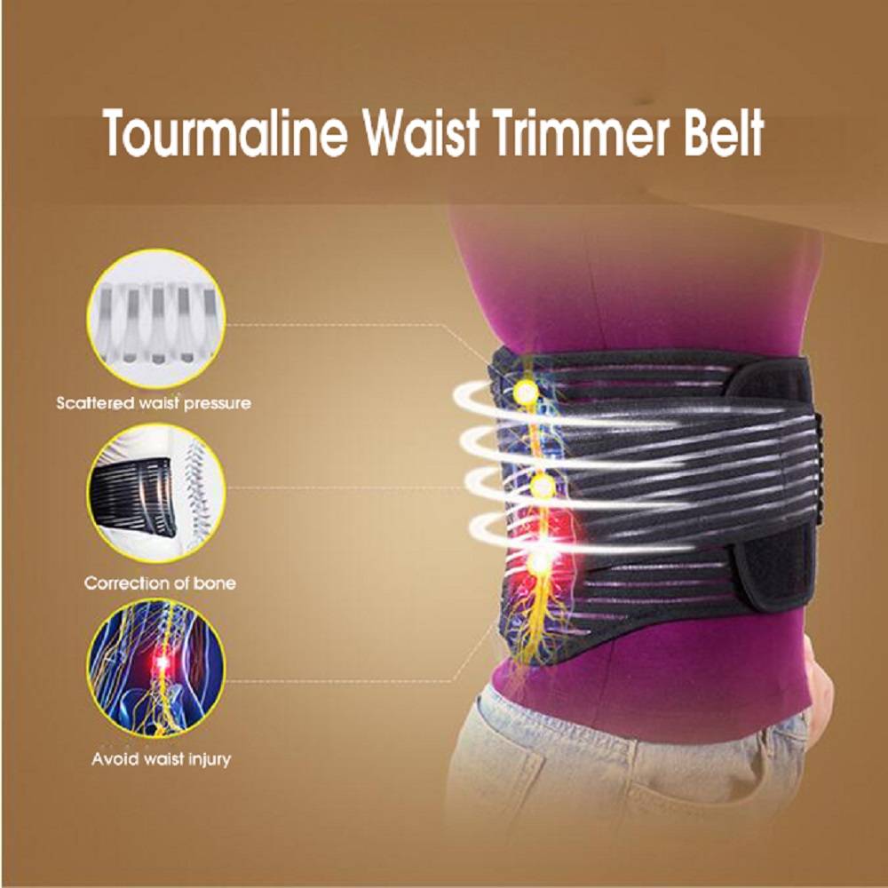 Adjustable tourmaline self-heating waist back magnetic belt