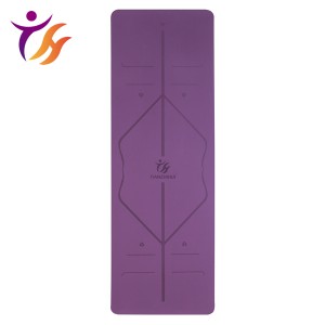 Purple waterproof posture line tpe yoga mat who...