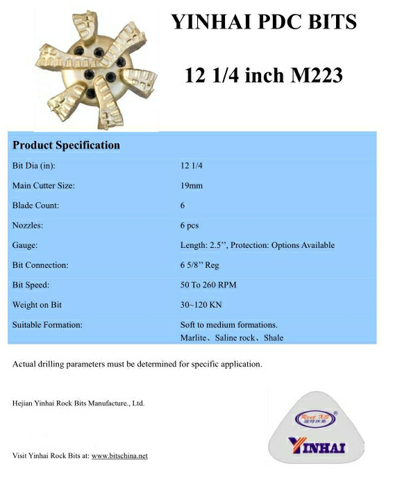 Spot Goods 12 1/4" 311.15mm Matrix Body PDC Bit for Oil Well
