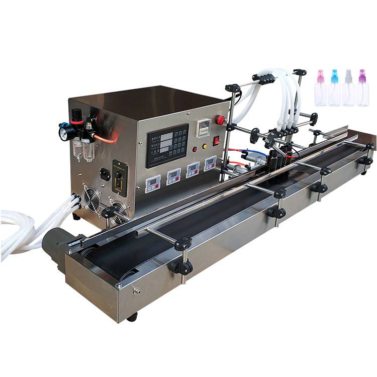 four head Liquid digital control Filling Machine with conveyor Featured Image