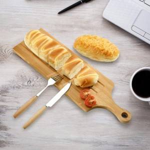 New Fashion Design Bamboo Board Bamboo Bread Cheese Board Set with Groove and handle