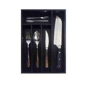 Bridge Style Bamboo Kitchen Accessories Cutlery storage Kitchen Drawer Organizers for Utensils – 5 Slot Black Color