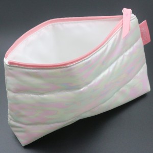 RPET Holographic Bag White Soft Waterproof and Biodegradable Cosmetic Bag with Zipper