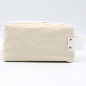 Natural Cotton Bag Casual Durable Handle Grocery Makeup With Zipper