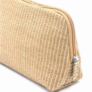 Natural Paper Straw Bag Eco-friendly Cosmetic Organizer Zipper Pouch Make Up Bag