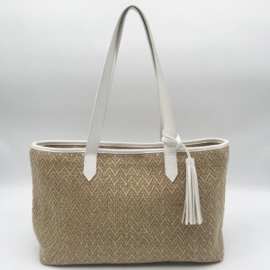 Natural Paper Straw Bag Eco-friendly cosmetic organizer zipper shopping bag travel packaging makeup bag with tassel