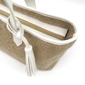 Natural Paper Straw Bag Eco-friendly cosmetic organizer zipper shopping bag travel packaging makeup bag with tassel