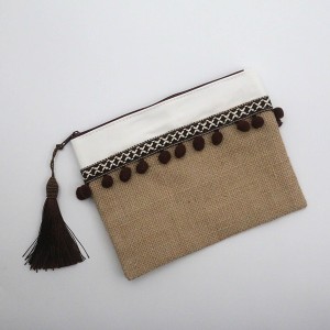 Eco-friendly Linen Cotton Bag Cosmetic Pouch Travel Stand Up Pouch Private Label Makeup Bag