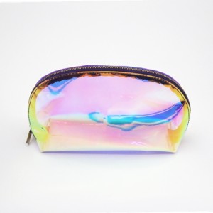 Custom Make up Bag Eco-friendly Clear TPU Holographic Cosmetic Zip Makeup Pouch