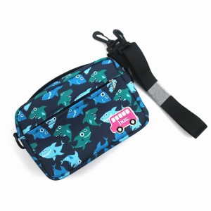 Renewable RPET Bag for cosmetics shopping functional Blue Fish Pattern