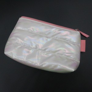 RPET Holographic Bag White Soft Waterproof and Biodegradable Cosmetic Bag with Zipper