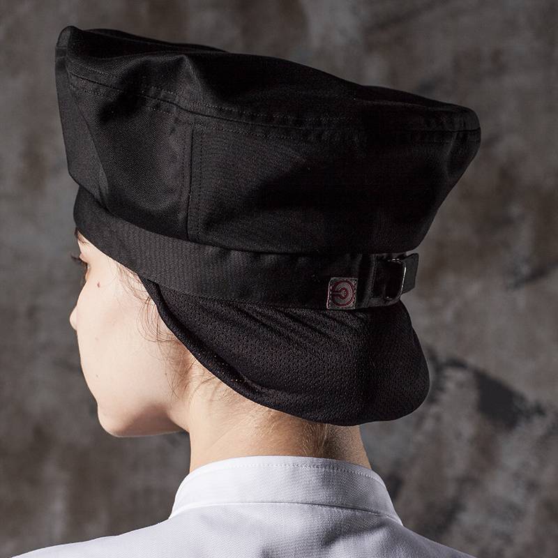 Poly Cotton Black Chef Hat With Hair Pocket CU413S0100A Featured Image