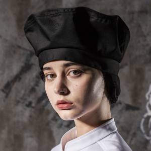 Poly Cotton Black Chef Hat With Hair Pocket CU413S0100A