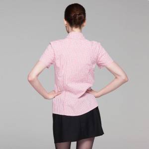 Polyester Cotton Classic Short Sleeve Slim Fit waitress uniform Shirt  CW195D5800H