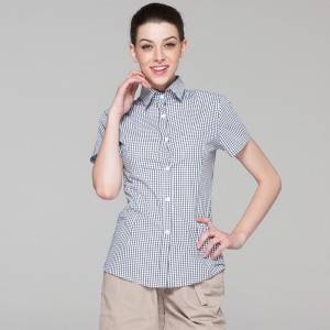 Polyester Cotton Classic Short Sleeve Slim Fit waitress uniform Shirt CW195D8400H