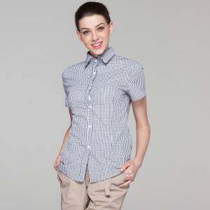 Polyester Cotton Classic Short Sleeve Slim Fit waitress uniform Shirt CW195D8400H