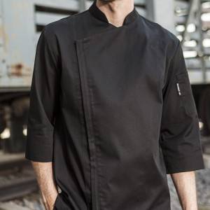 SINGLE BREASTED HIDDEN PLACKET 3/4 SLEEVE CHEF JACKET AND CHEF COAT FOR HOTEL AND RESTAURANT M164Z0100F