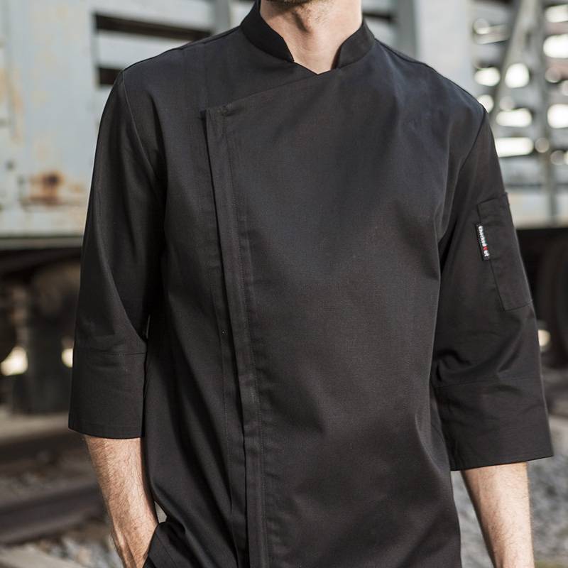 SINGLE BREASTED HIDDEN PLACKET 3/4 SLEEVE CHEF JACKET AND CHEF COAT FOR HOTEL AND RESTAURANT M164Z0100F Featured Image