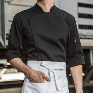 SINGLE BREASTED HIDDEN PLACKET 3/4 SLEEVE CHEF JACKET AND CHEF COAT FOR HOTEL AND RESTAURANT M164Z0100F