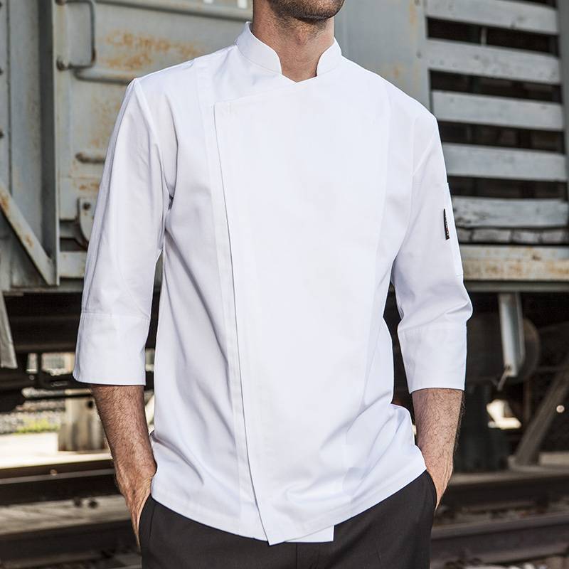 SINGLE BREASTED HIDDEN PLACKET 3/4 SLEEVE CHEF JACKET AND CHEF COAT FOR HOTEL AND RESTAURANT M164Z0200F Featured Image