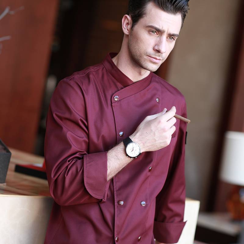 Double Breasted Long Sleeve Cross Collar Chef Jacket For Hotel And Restaurant U157C4700C Featured Image