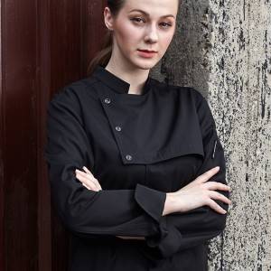 Stand Collar Long Sleeve Hidden Placket Chef Jacket For Hotel And Restaurant U187C0101C