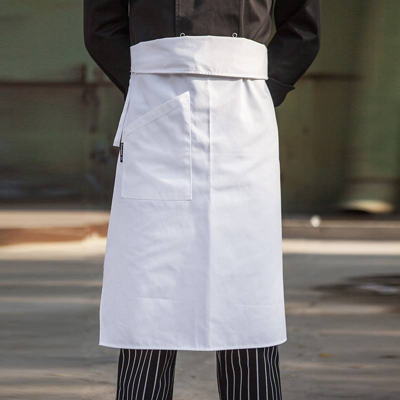 White Poly Cotton Waiter Long Waist Apron With One Pocket U306S0200A Featured Image