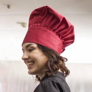 Pleated Chef Hat Poly Cotton Wine Red Color Chef Hat U402S0400A