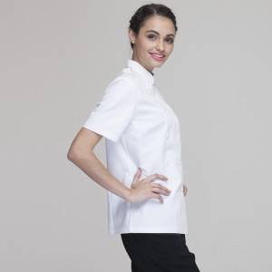 DOUBLE BREASTED SHORT SLEEVE STAND COLLAR CHEF COAT FOR HOTEL AND RESTAURANT CU104D0200E1
