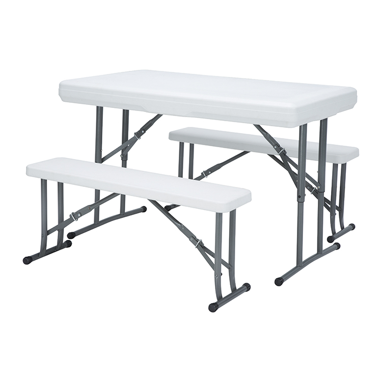 New Design blow moulded Portable Plastic folding picnic table set 3 in one for outdoor use