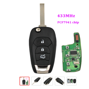 NEW Style Modified flip 3 Button Remote Key fob For Chevrolet Cruze 433MHZ ID46 PCF7941 chip