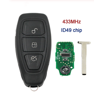 Intelligent full smart 3 buttons Remote Key fob 433MHz with ID49 Chip for Ford Kuga Fiesta 2016 + with emergency key