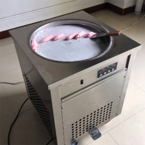 máquina de xeado suave frito, dúas tixolas planas con máquina de xeado frito de cinco barrís