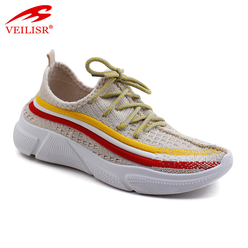 Outdoor summer knit fabric ladies light sport shoes women sneakers