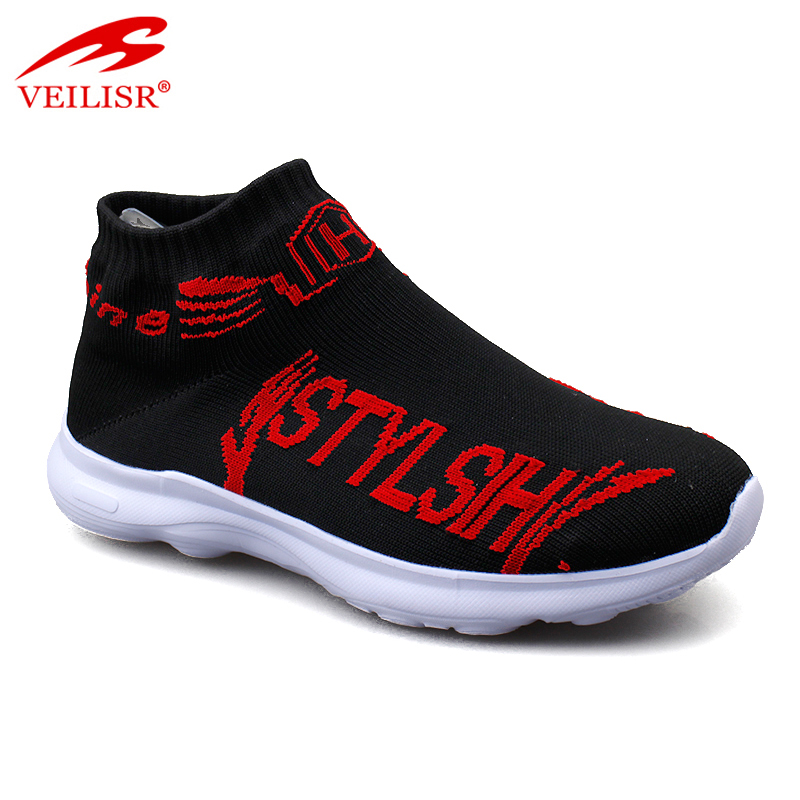 Outdoor knit fabric upper children sock sneakers kids casual shoes