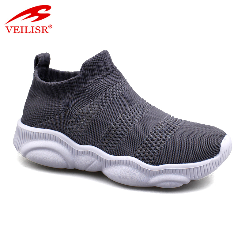 Outdoor knit fabric upper children slip on sneakers kids casual shoes