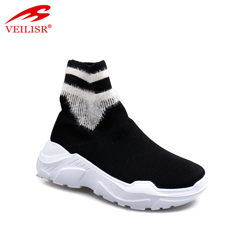 Classic Cheap New arrival High quality knit fabric women casual sport shoes sneakers