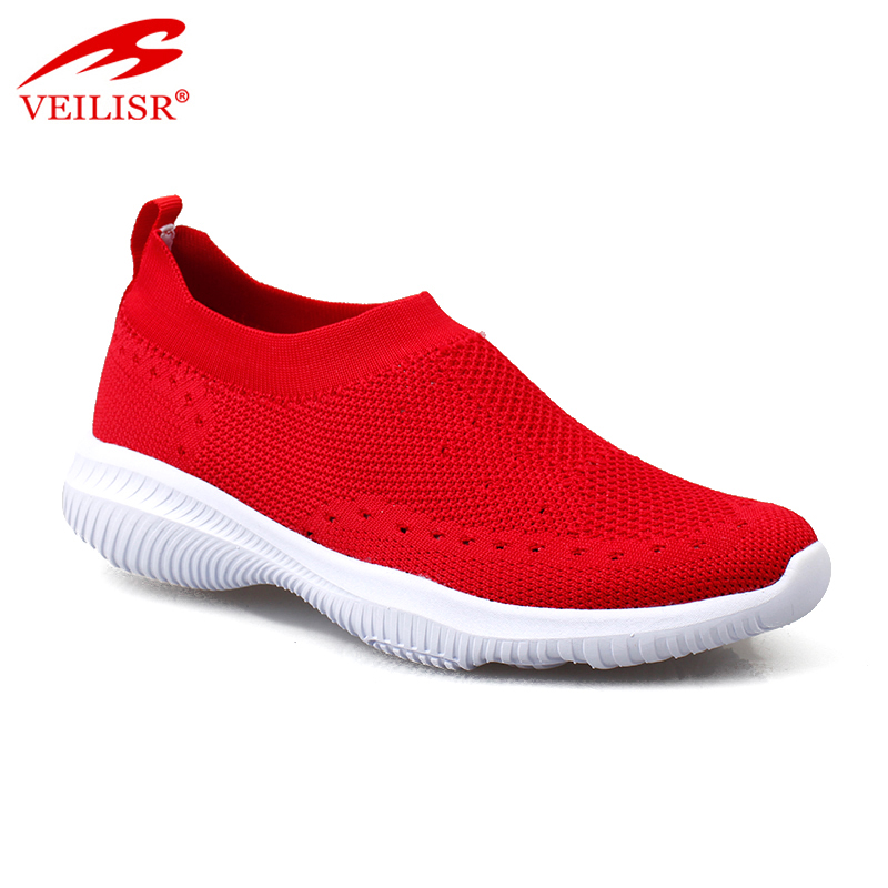 New knit fabric slip on fashion sneakers women casual sport shoes