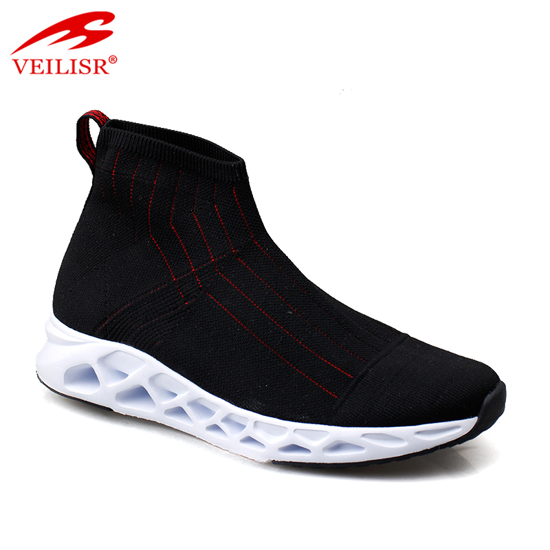 High Quality Low Price Custom Most popular high top knit fabric fashion sock sneakers men sport casual shoes