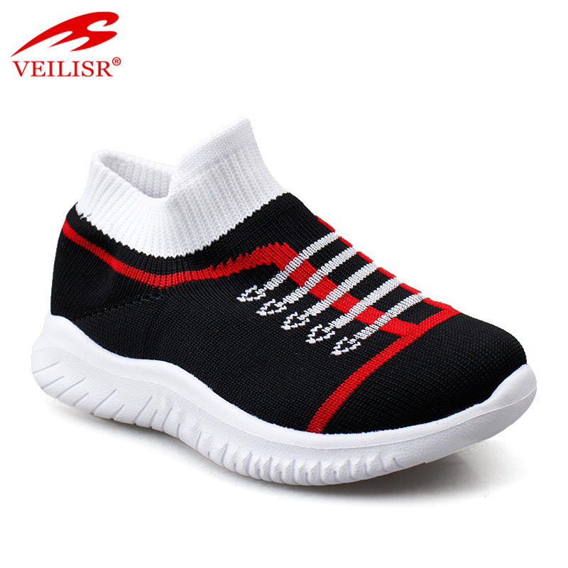 Most popular knit fabric light sport sneakers kids casual shoes