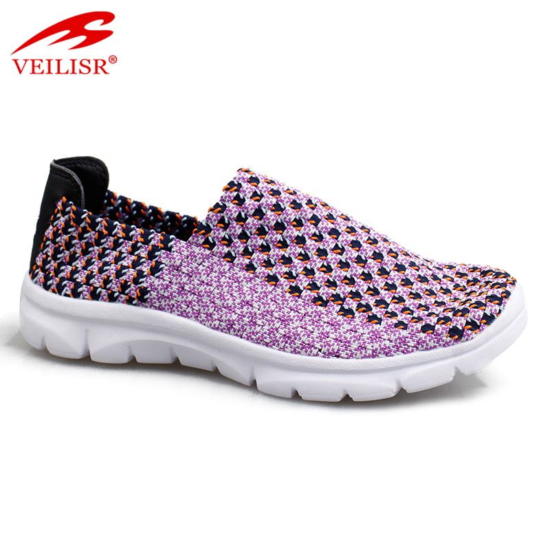 New style breathable women footwear casual woven shoes
