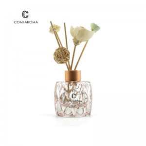 60ml Clear Glass Shaped Aroma Bottle with Flower Rattan